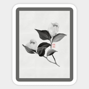 SumiE camellia flowers Sticker